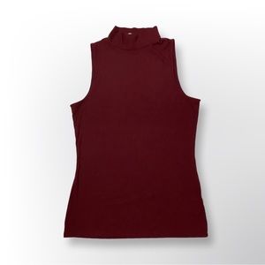 H&M Sleeveless Mock Neck Top, Burgundy, Small